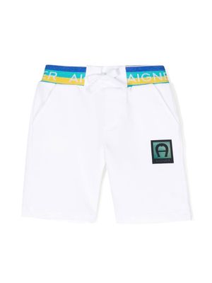 Aigner Kids logo-patch cotton track shorts - White