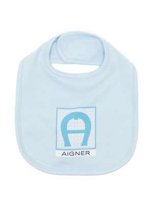 Aigner Kids logo-print cotton blend bib - Blue