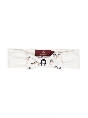 Aigner Kids logo-print cotton bow ties - White