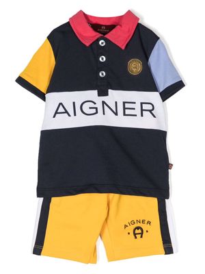 Aigner Kids logo-print cotton shorts set - Blue