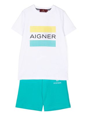 Aigner Kids logo-print cotton shorts set - White