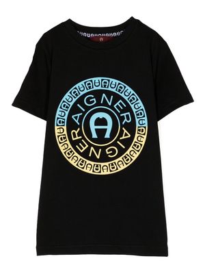 Aigner Kids logo-print cotton T-shirt - Black