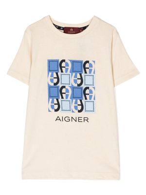 Aigner Kids logo-print cotton T-shirt - Brown