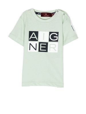 Aigner Kids logo-print cotton T-shirt - Green