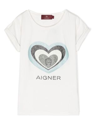 Aigner Kids logo-print cotton T-shirt - Neutrals