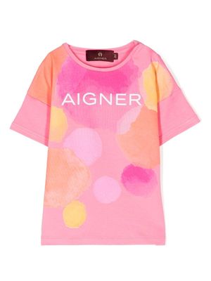 Aigner Kids logo-print cotton T-shirt - Pink
