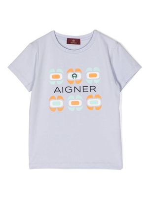 Aigner Kids logo-print cotton T-shirt - Purple