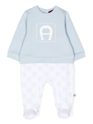 Aigner Kids logo-print long-sleeve pajamas - Blue