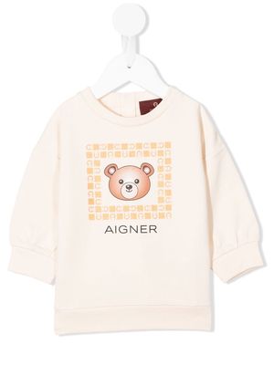 Aigner Kids logo-print long-sleeved jumper - Neutrals