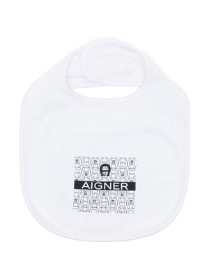 Aigner Kids logo-print Pima cotton bib - White