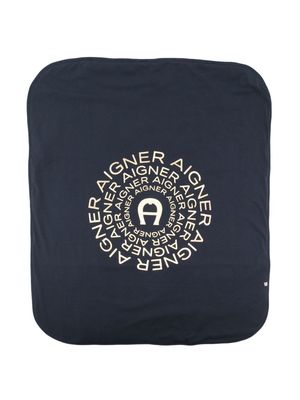 Aigner Kids logo-print Pima cotton blanket - Blue