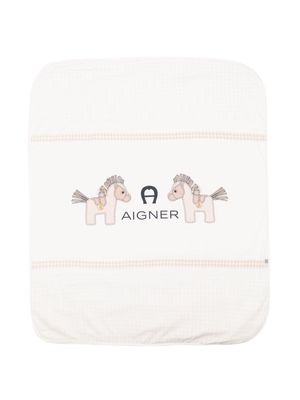 Aigner Kids logo-print rectangle blanket - White