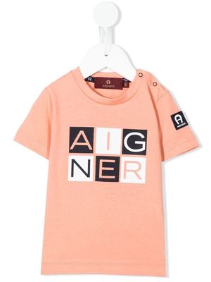 Aigner Kids logo-print short-sleeved T-shirt - Orange