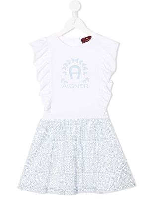 Aigner Kids logo-print sleeveless dress - White