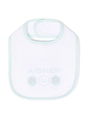Aigner Kids logo-print stretch-cotton bib - Blue