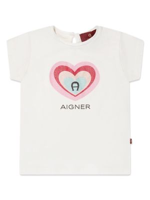 Aigner Kids logo-print stretch-cotton T-shirt - Neutrals