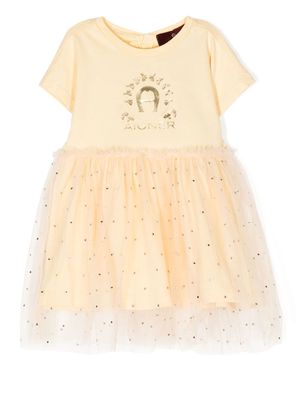 Aigner Kids logo-print tulle-skirt dress - Yellow