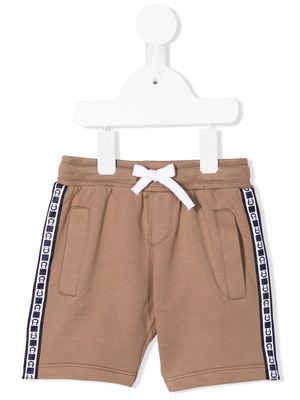 Aigner Kids logo-tape detail track shorts - Brown