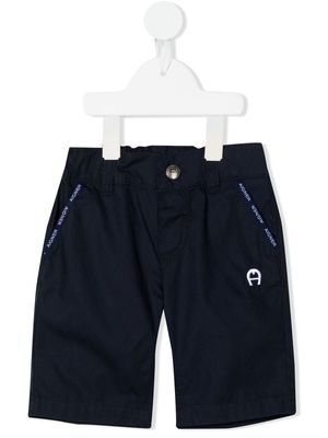 Aigner Kids logo-tape elasticated waist shorts - Blue