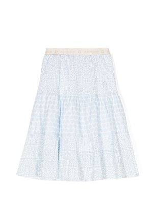 Aigner Kids logo-waistband printed poplin skirt - Blue