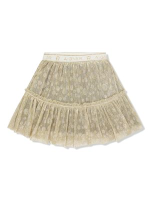 Aigner Kids metallic-thread ruffled skirt - Neutrals