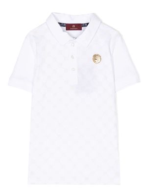 Aigner Kids monogram-print cotton polo shirt - White