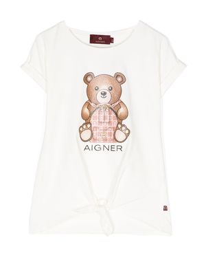 Aigner Kids teddy bear print T-shirt - White
