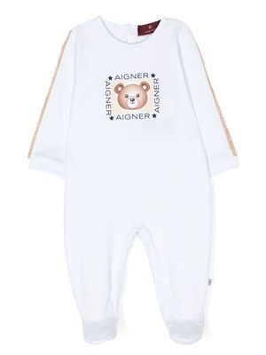Aigner Kids teddy-print overall - Blue