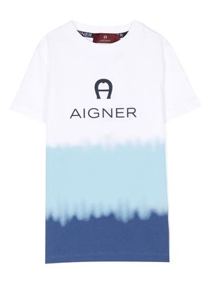 Aigner Kids tie-dye cotton T-shirt - Blue