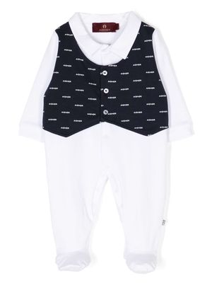Aigner Kids vest-detail long-sleeve pajamas - White