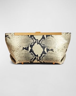 Aimee Python-Embossed Clutch Bag