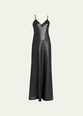 Ainsley Leather-Front Dress with Cowl Back