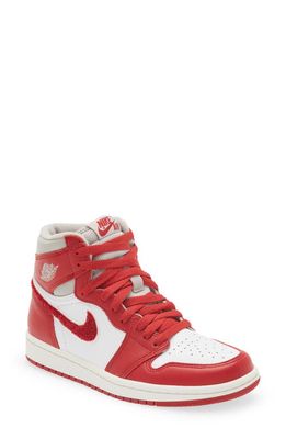 Air Jordan 1 High Top Sneaker in Light Iron Ore/Red/Sail
