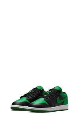 Air Jordan 1 Low Sneaker in Black/Black/Green/White