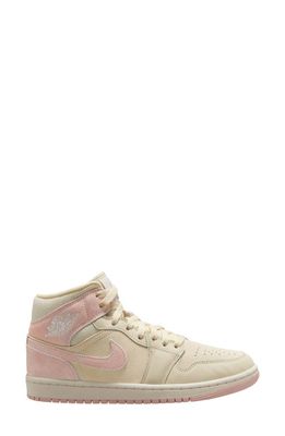 Air Jordan 1 Mid SE Basketball Sneaker in Coconut Milk/Pink/Sail