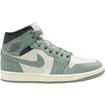 Air Jordan 1 Mid Sneaker in Sail/Jade Smoke/Anthracite 