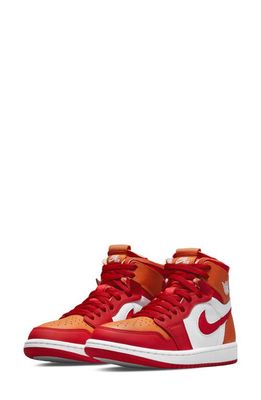 Air Jordan 1 Zoom Air Comfort High Top Sneaker in Fire Red/Hot Curry/White