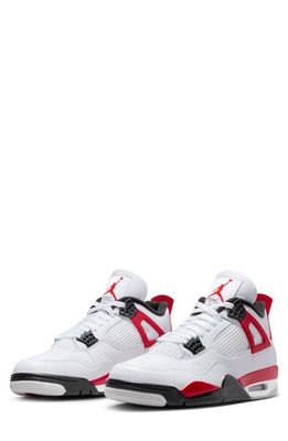 Air Jordan 4 Retro Mid Top Sneaker in White/Fire Red/Black/Grey