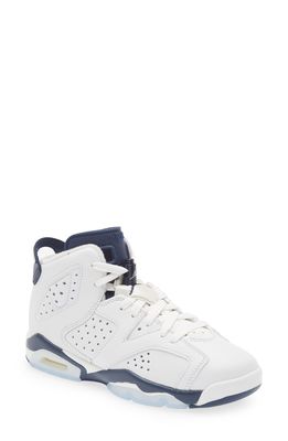 Air Jordan 6 Retro High Top Sneaker in White/Midnight Navy