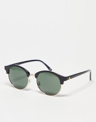 AIRE spherical sunglasses with green lens in black