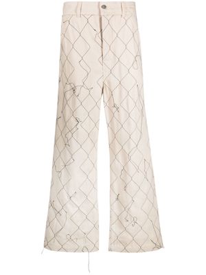 AIREI abstract-pattern wide-leg trousers - Neutrals