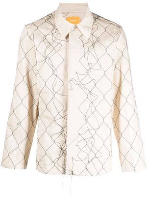 AIREI abstract-print pointed-collar jacket - Neutrals