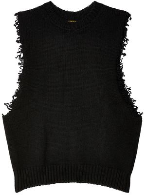 AIREI frayed-detail sleeveless jumper - Black