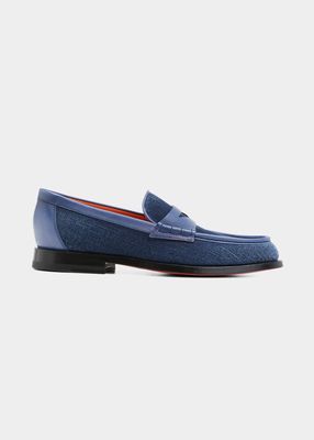 Airglow Denim Leather Penny Loafers