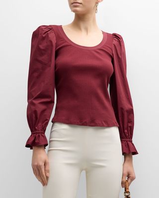 Aishah Scoop-Neck Long Sleeve Ribbed Top