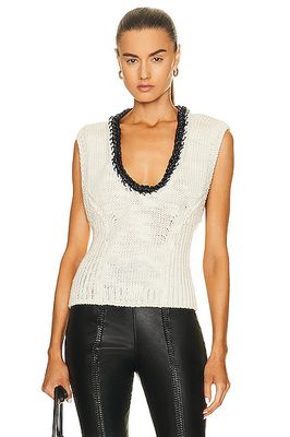 Aisling Camps Leather Crochet Vest in Ivory