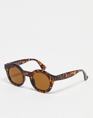 AJ Morgan Looper chunky circle sunglasses in tortoiseshell-Brown