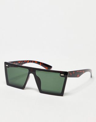 AJ Morgan oversized rectangle sunglasses in tort-Brown
