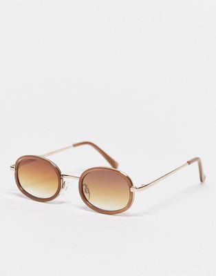 AJ Morgan retro oval sunglasses in brown