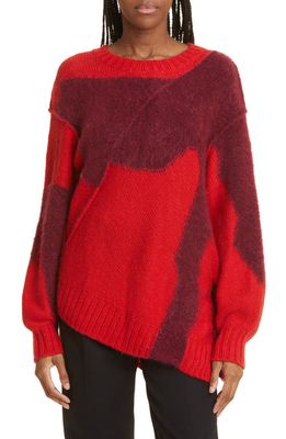 Aje Addie Patchwork Sweater in Scarlet Red/Garnet Red
